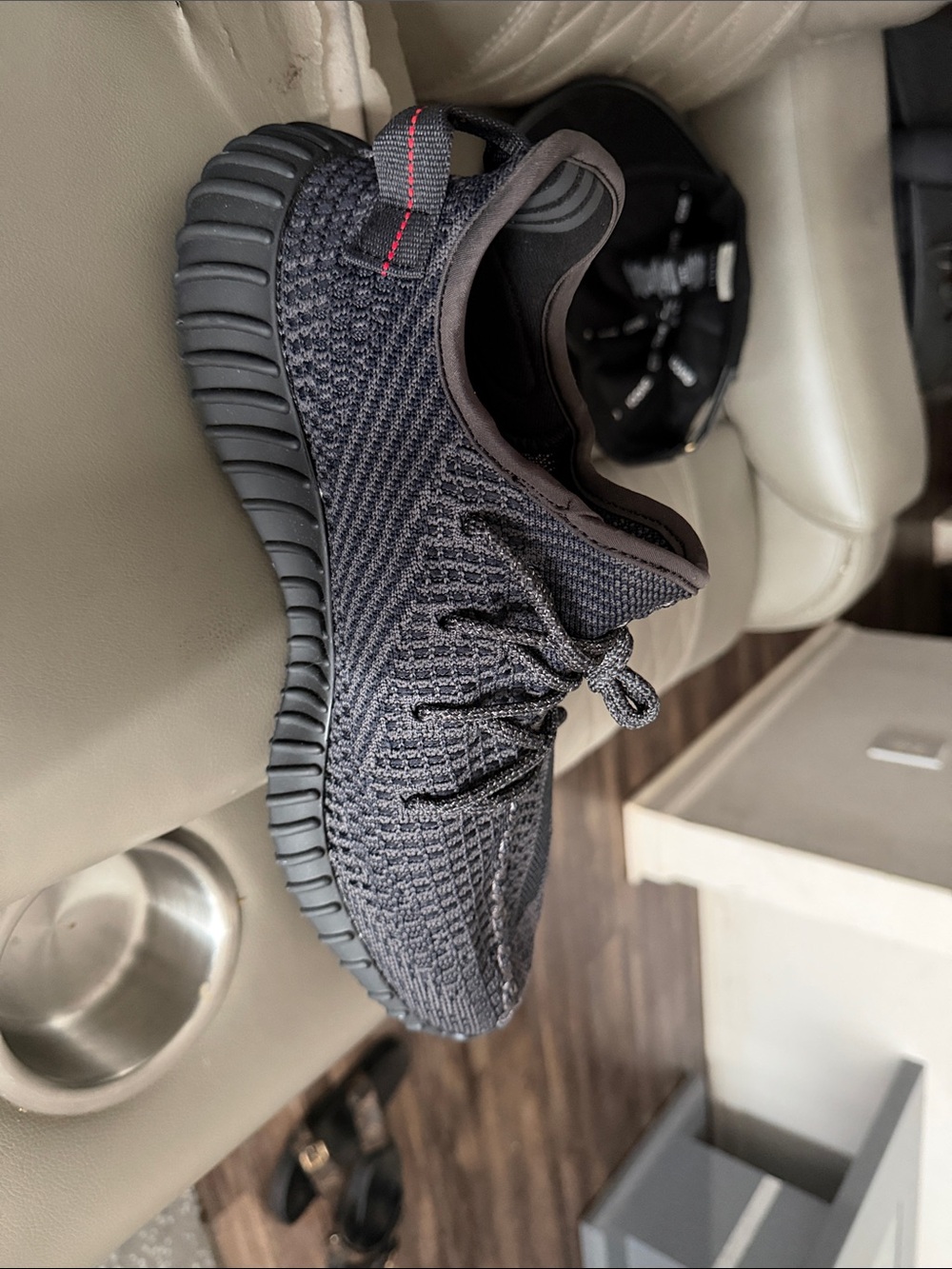 adidas Black Knit Low-Top Sneakers with Subtle Red Stitch